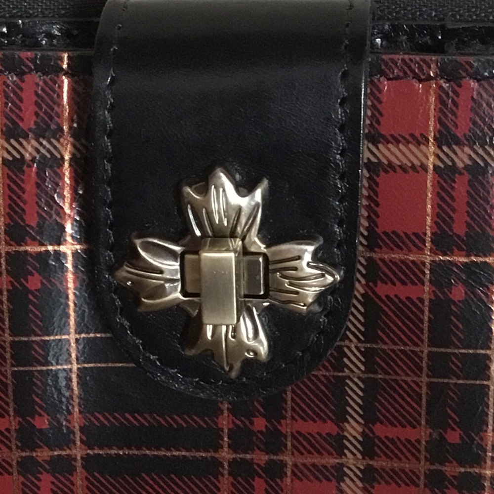 Patricia Nash Marene Tartan Plaid Twist Lock Leather Wallet RFID - Picture 3 of 13